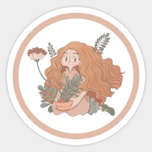 Plant Lover Girl Sticker